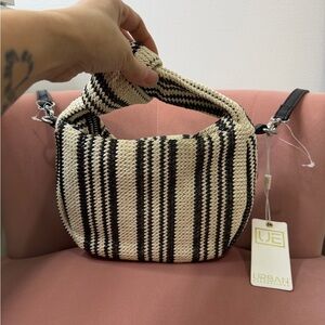 Urban Expressions Woven Black and Cream Shoulder Bag